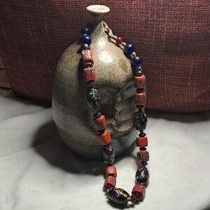 Chunky Painted Bead Necklace